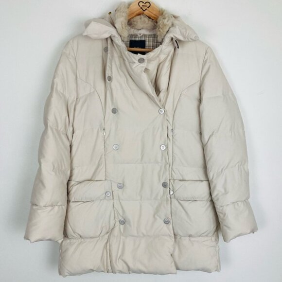 MaxMara Weekend ecru colored down hooded puffer parka. Size 6 - Picture 1 of 6